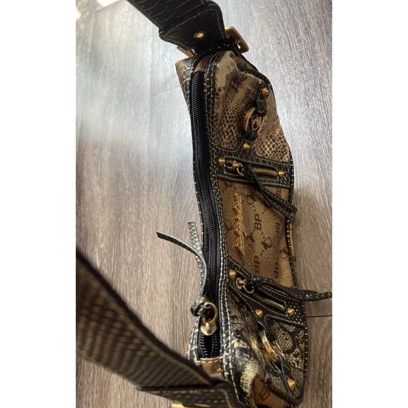 Vintage Baby Phat Snake Skin Shoulder Hand Bag Gold Black White Stones NWT RARE - Picture 11 of 16